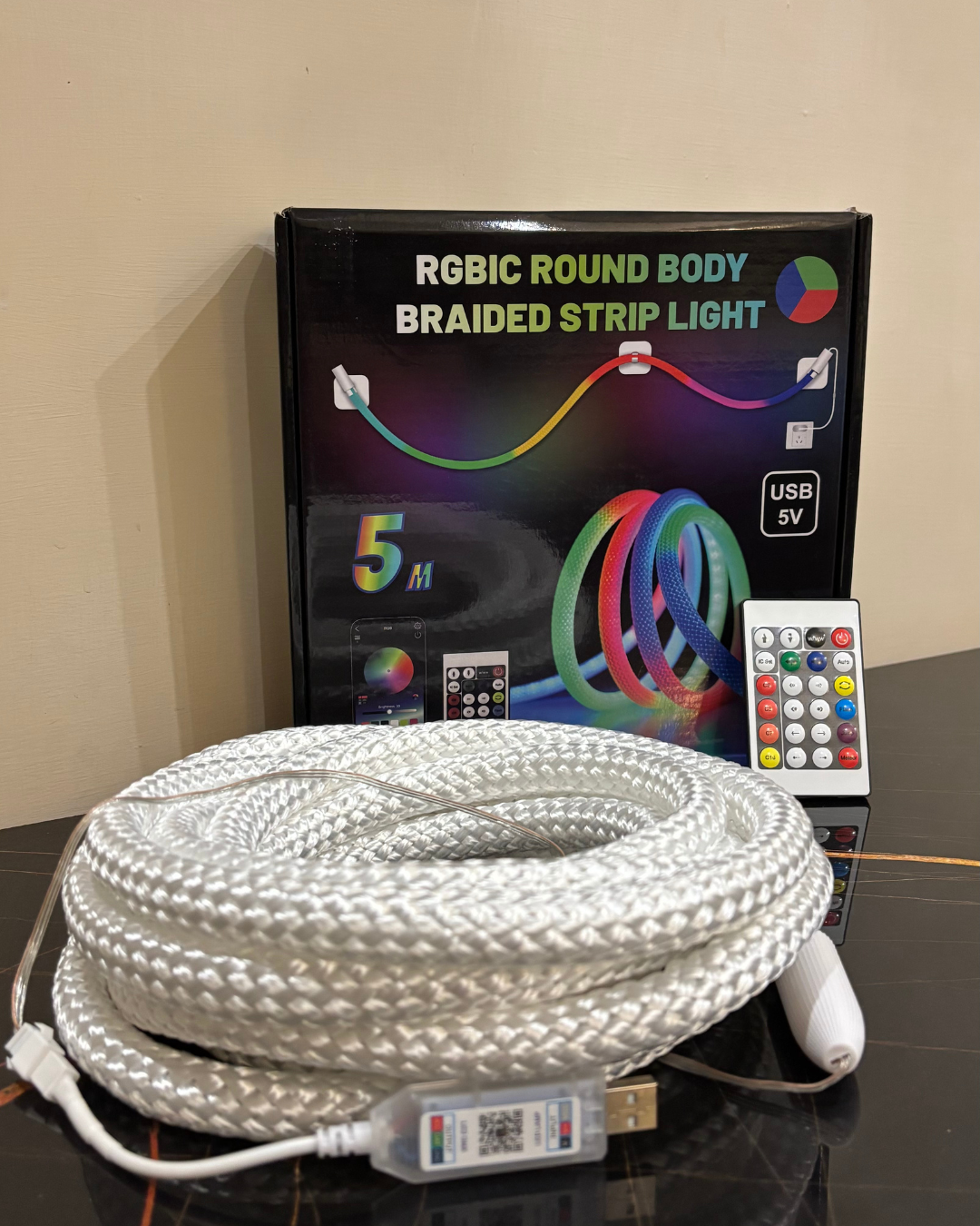 KiloWatt Lab- Braids Edition | Smart App Controlled Braided Strip Light (5 Meters, Music Sync)