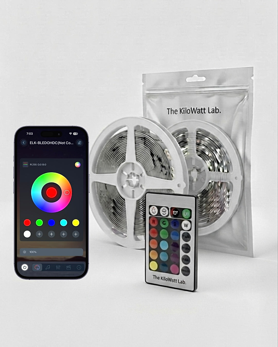 KiloWatt Lab Smart App Controlled RGB Pixel Light – USB Powered (10 METERS)