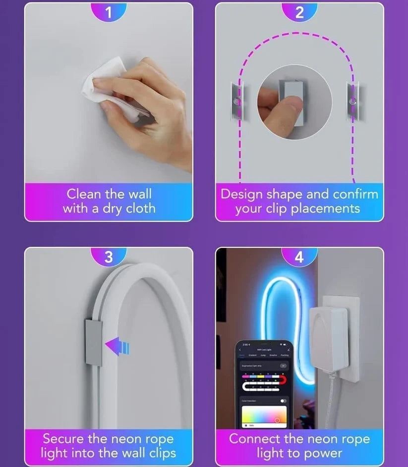 The KiloWatt Lab™ Smart App Controlled Neon Rope Light - 5M (Music Sync addition)