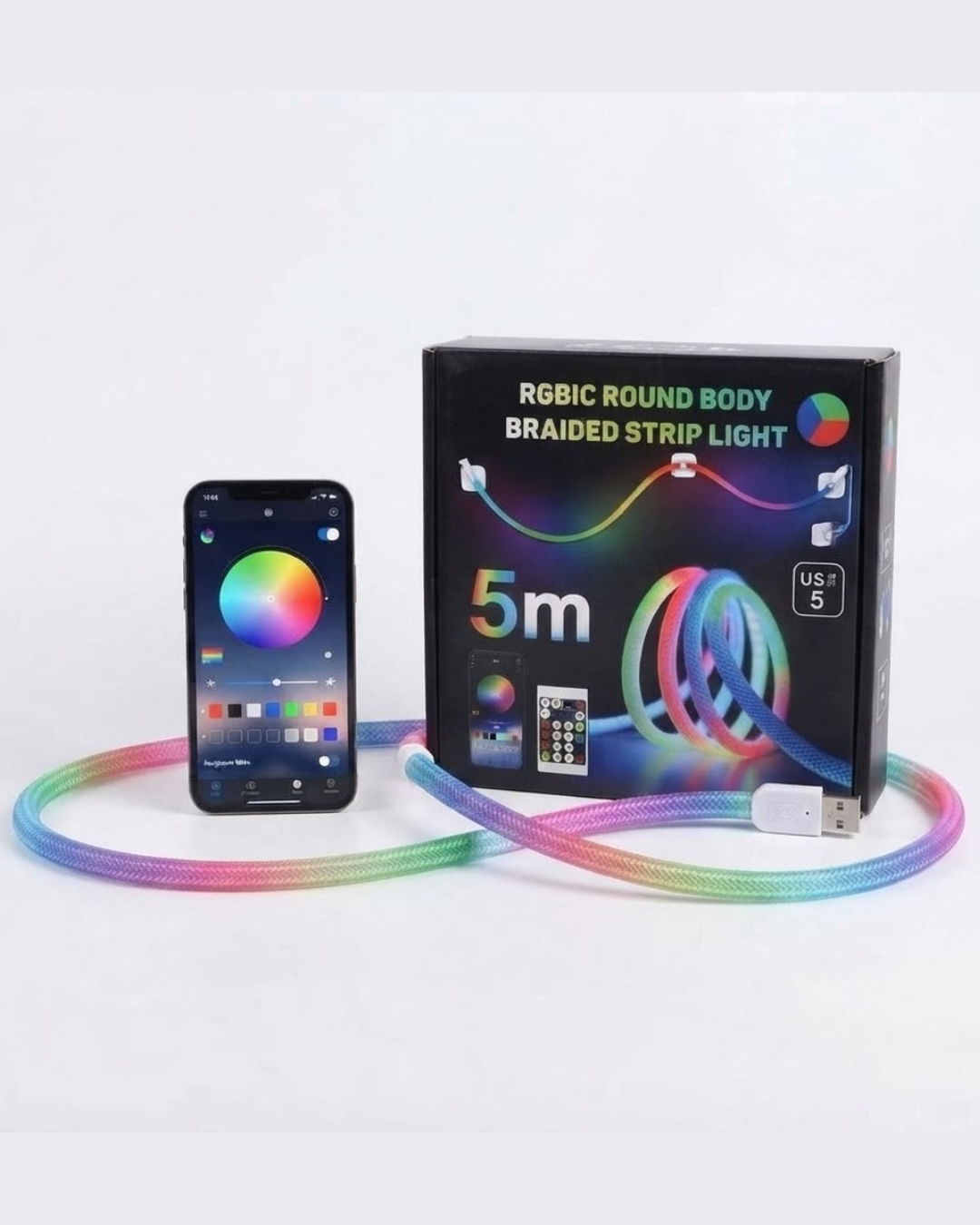 KiloWatt Lab- Braids Edition | Smart App Controlled Braided Strip Light (5 Meters, Music Sync)